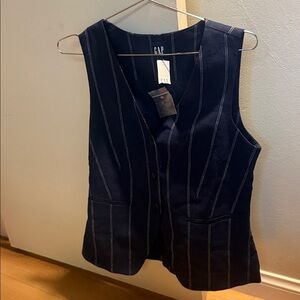 NWT GAP Navy Vest with White Stripes
